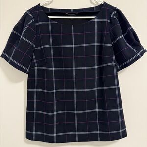 Plaid Women's Top - Navy and White